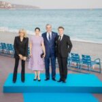 Abinader y primera dama son recibidos por el presidente Macron