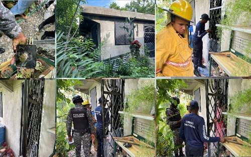 Policía Nacional y Bomberos rescatan a mujer encerrada por su pareja en Hatillo, San Cristóbal